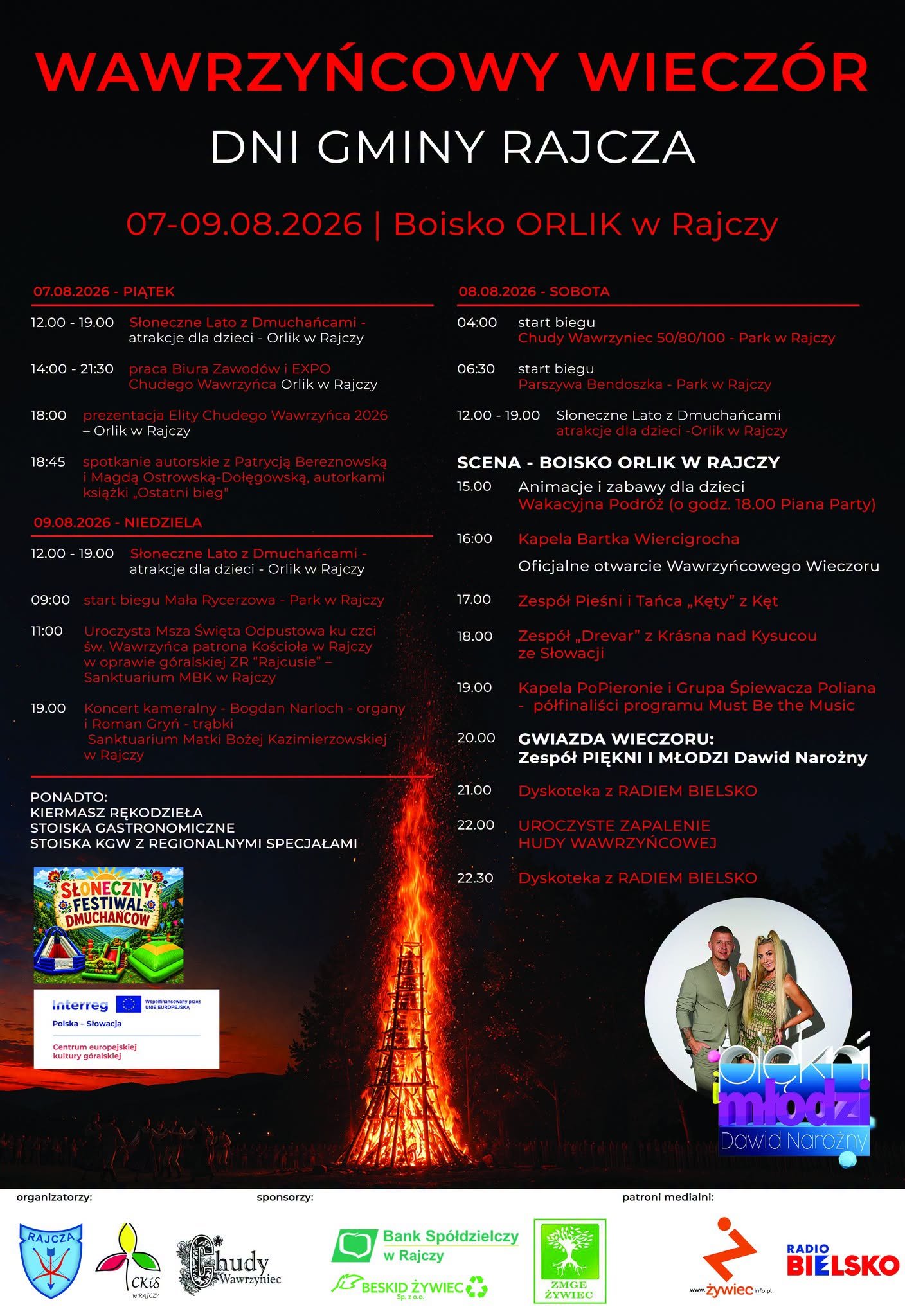Plakat: Wawrzyńcowy Wieczór – Dni Gminy Rajcza
