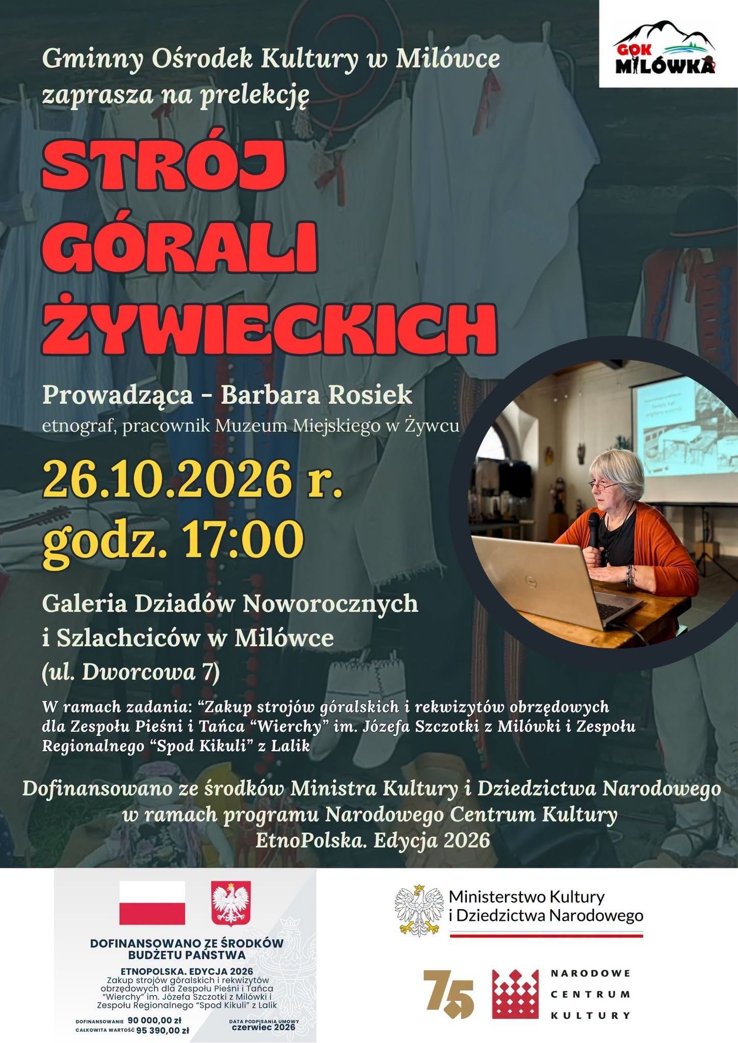 Plakat: Strój Górali Żywieckich – prelekcja Barbary Rosiek