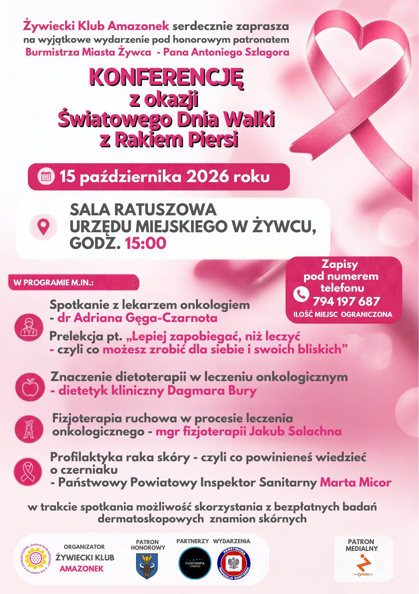 Plakat: Konferencja z okazji Światowego Dnia Walki z Rakiem Piersi