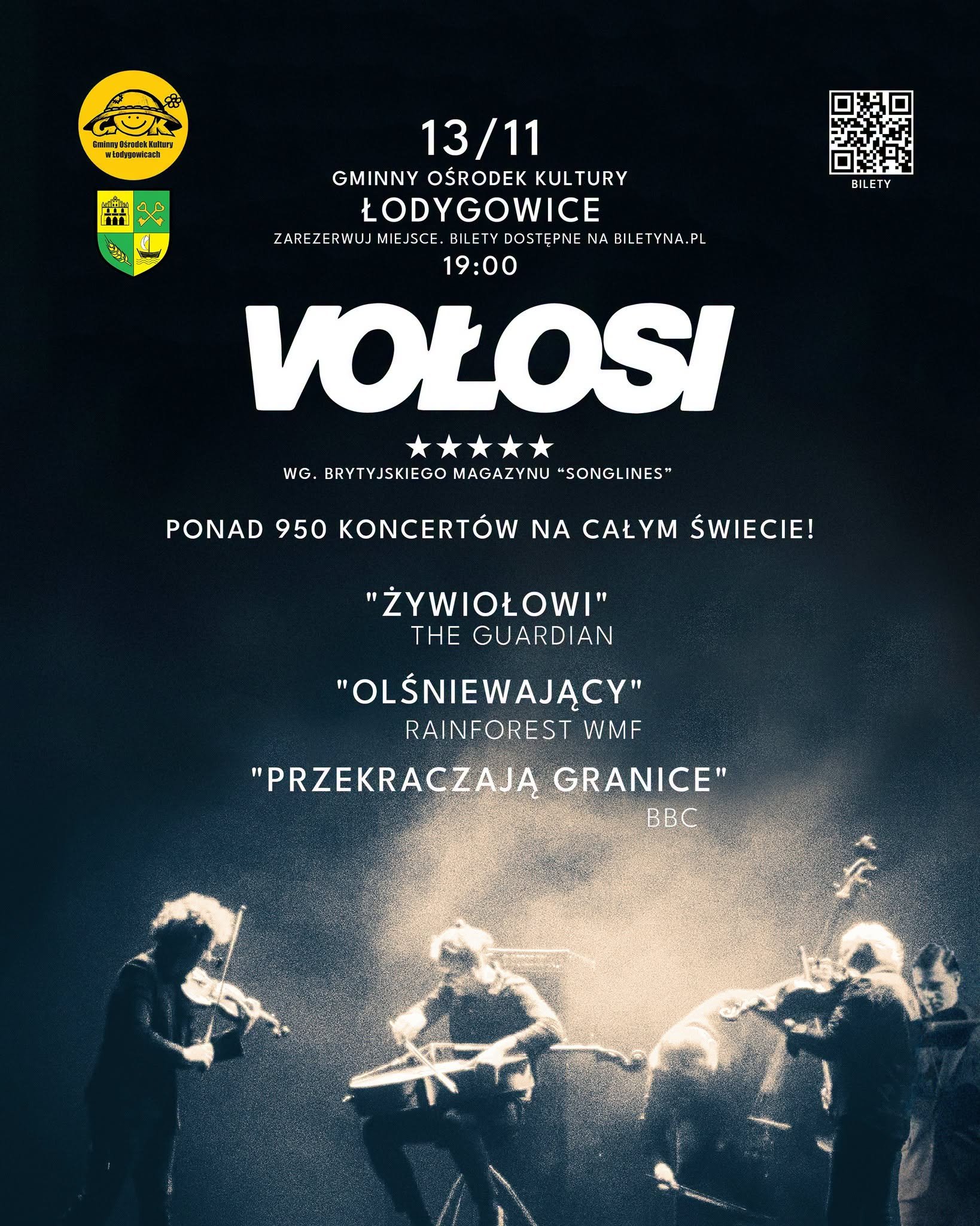 Plakat: Koncert zespołu VOŁOSI w Łodygowicach