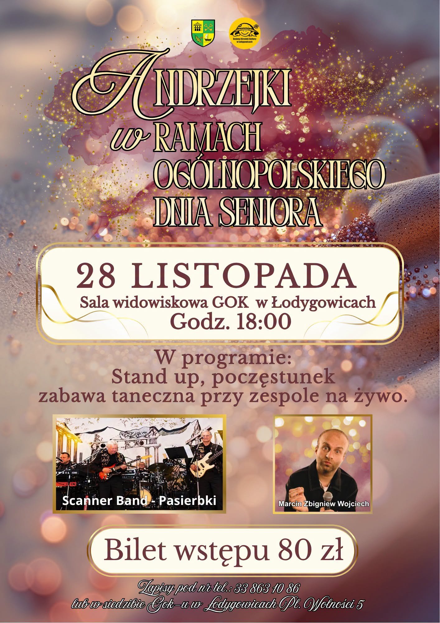 Plakat: Andrzejki w ramach Ogólnopolskiego Dnia Seniora w Łodygowicach